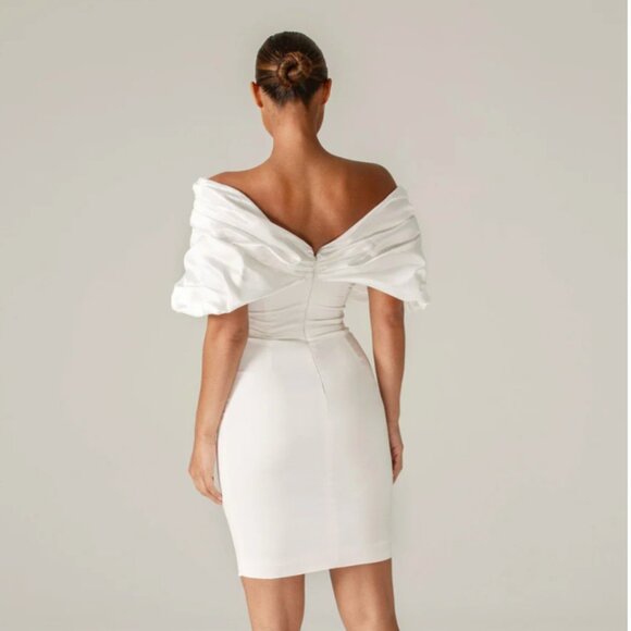 ALIEVA MARIBEL CREPE RUFFLE SHOULDER DRESS - Picture 4 of 4